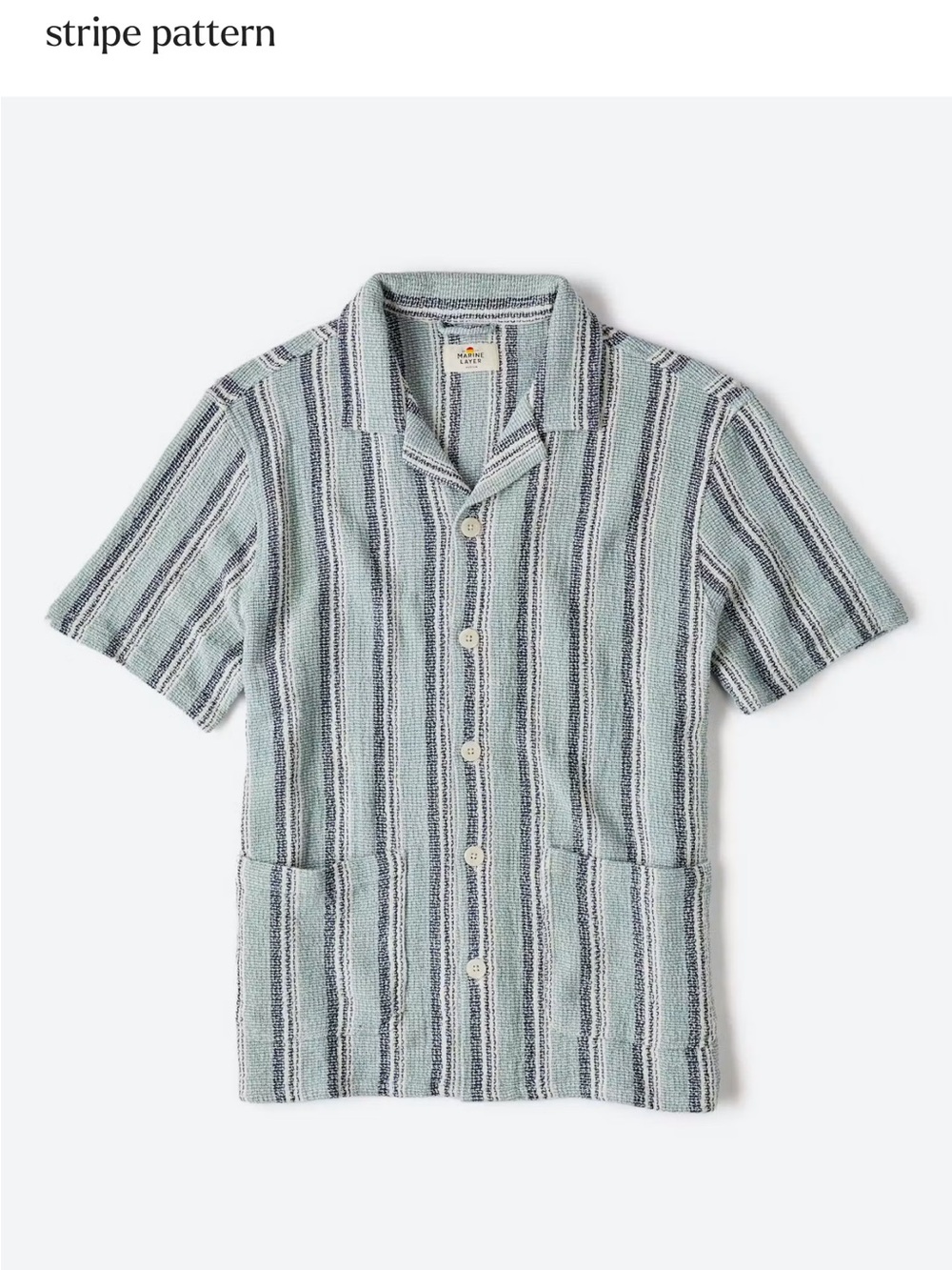 Marine Layer Men’s Archive Diego Camp Shirt woven with a textured stripe pattern